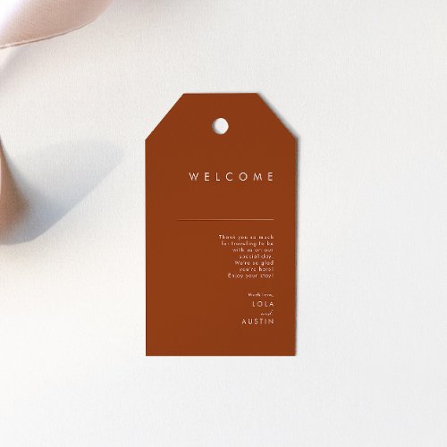 Simple Desert  Terracotta Wedding Welcome Gift Tags