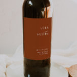 Simple Desert | Terracotta Wedding Wine Label<br><div class="desc">This Simple Desert | Terracotta wedding wine label is exactly what you're looking for to complete your modern rustic boho wedding. Perfect for either a vintage minimalist western vibe or a retro fall bohemian feel. The minimal natural white script truly pops with this colorful autumn background. You can choose to...</div>