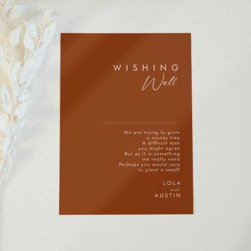 Simple Desert  Terracotta Wedding Wishing Well  Enclosure Card