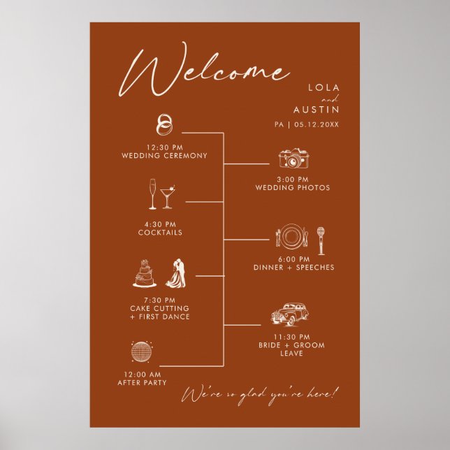 Simple Desert Wedding Timeline Sign (Front)
