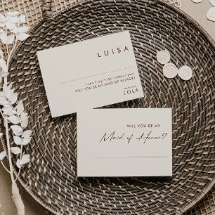 Simple Desert White Maid of Honor Proposal card