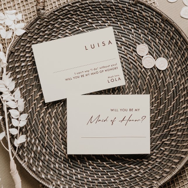Simple Desert White Maid of Honor Proposal card (Creator Uploaded)