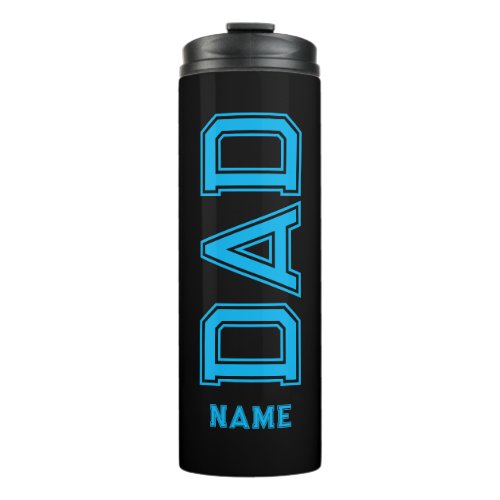 Simple Design Blue typography Black Background Thermal Tumbler
