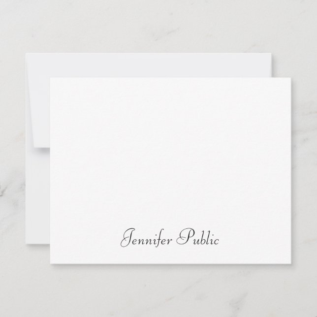 Simple Design Elegant Hand Script Name Text Flat Note Card (Front)