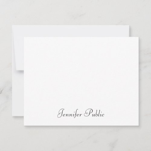 Simple Design Elegant Hand Script Name Text Flat Note Card