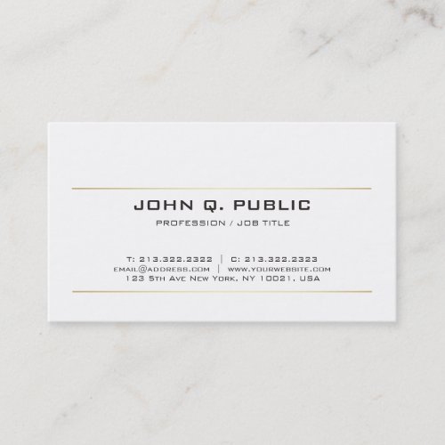 Simple Design Gold Stripes Modern White Elegant Business Card