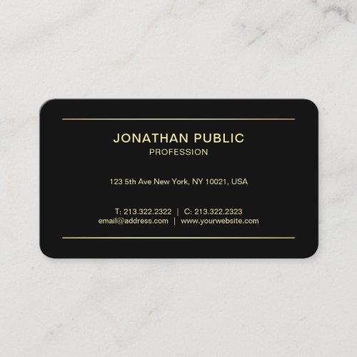 Simple Design Modern Professional Elegant Black Business Card