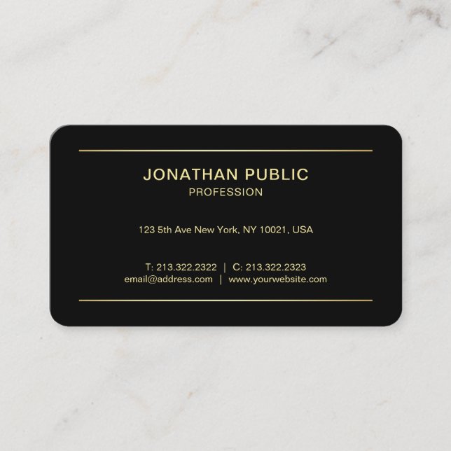 Simple Design Modern Professional Elegant Black Business Card (Front)