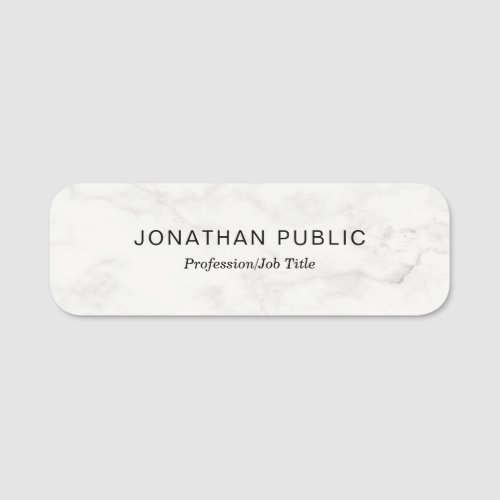 Simple Design Plain Marble Template Modern Rounded Name Tag