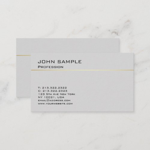 Simple Design Professional Elegant Grey Gold Business Card