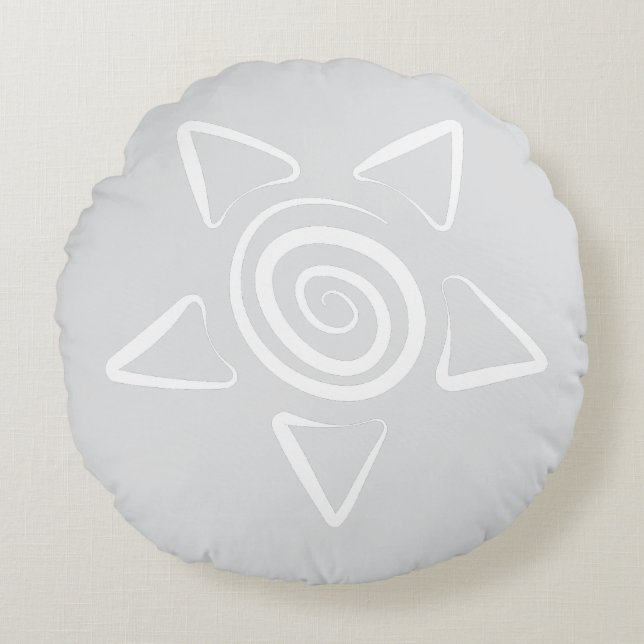 Simple Designed Grey Color  Round Pillow (Front)