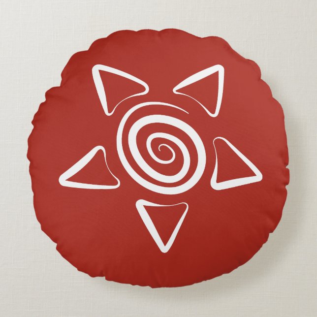 Simple Designed Red Color  Round Pillow (Front)