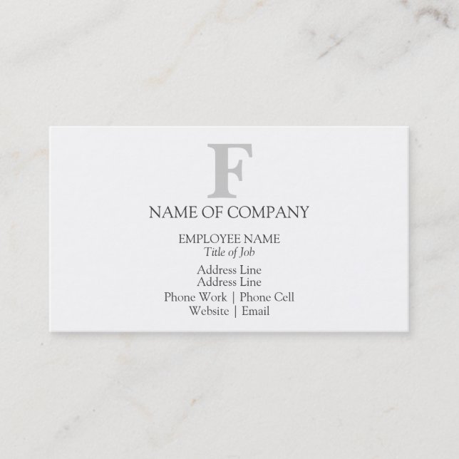 Simple Designer Monogram Template Black Grey Gray Business Card (Front)