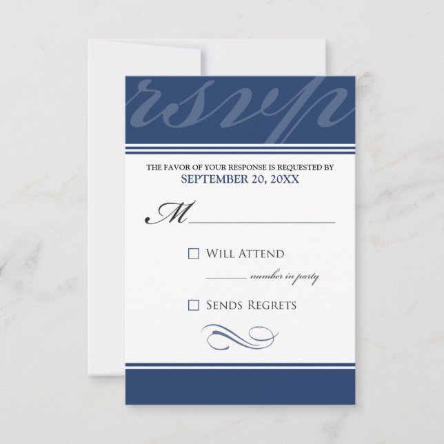 Simple Designer RSVP Card (navy blue) (Front)