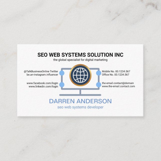 Simple Desktop Computer Placard Web Technology Business Card (Front)