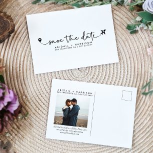 Simple Destination Wedding Script Photo Postcard