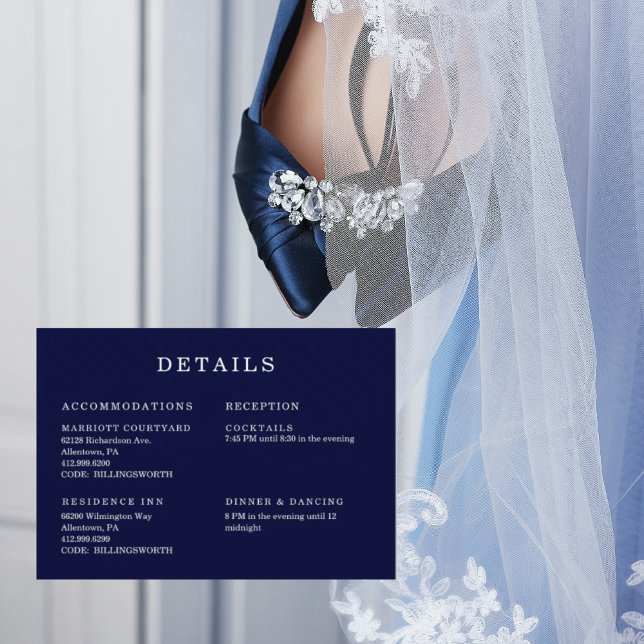 Simple Details Navy Wedding Enclosure Card (Creator Uploaded)