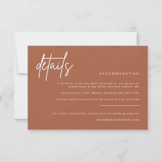 Simple Details Wedding Invitation Enclosure Card  (Front)