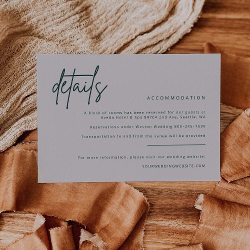 Simple Details Wedding Invitation Enclosure Card 