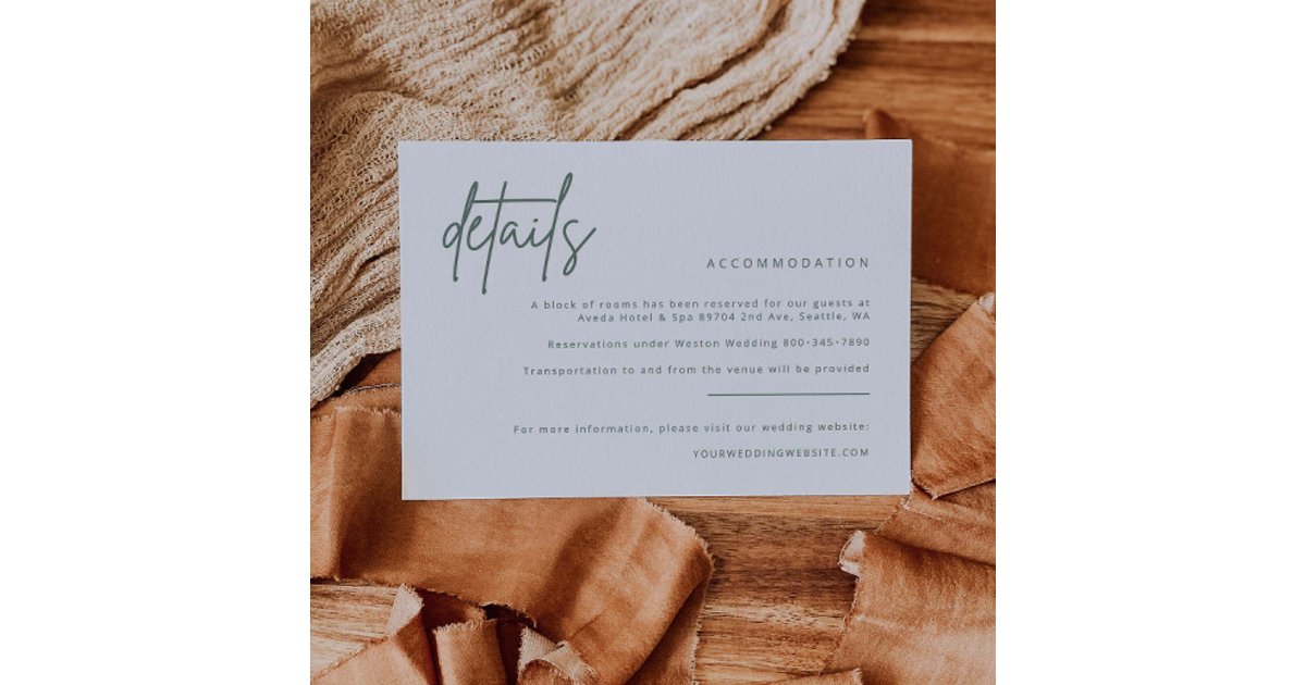 Simple Details Wedding Invitation Enclosure Card | Zazzle