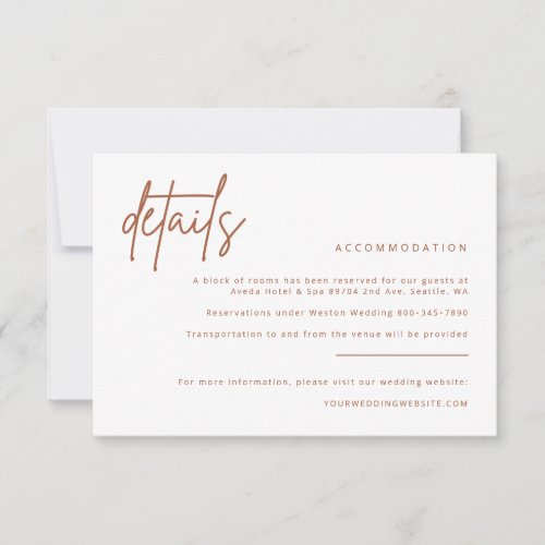 Simple Details Wedding Invitation Enclosure Card 