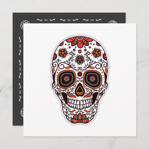 Simple Dia de Muertos Floral Skull Invitation