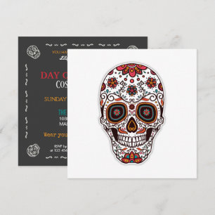 Simple Dia de Muertos Floral Skull Invitation