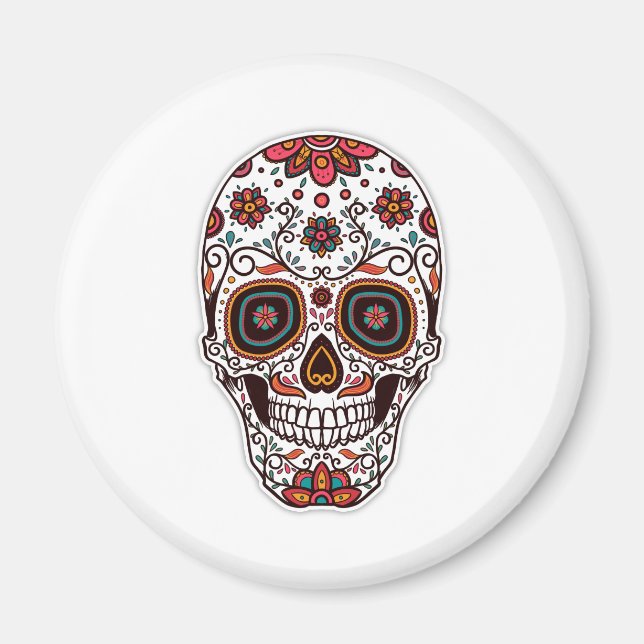 Simple Dia de Muertos Floral Skull | Magnet (Front)