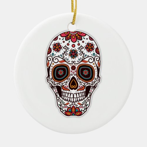 Simple Dia de Muertos Floral Skull  Ornament