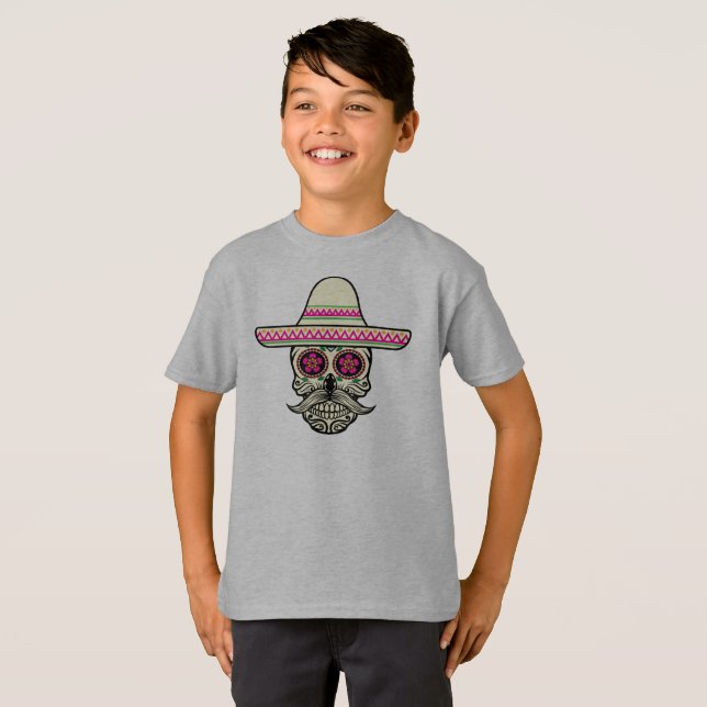 Simple Dia de Muertos Skull with Hat | Shirt (Front Full)