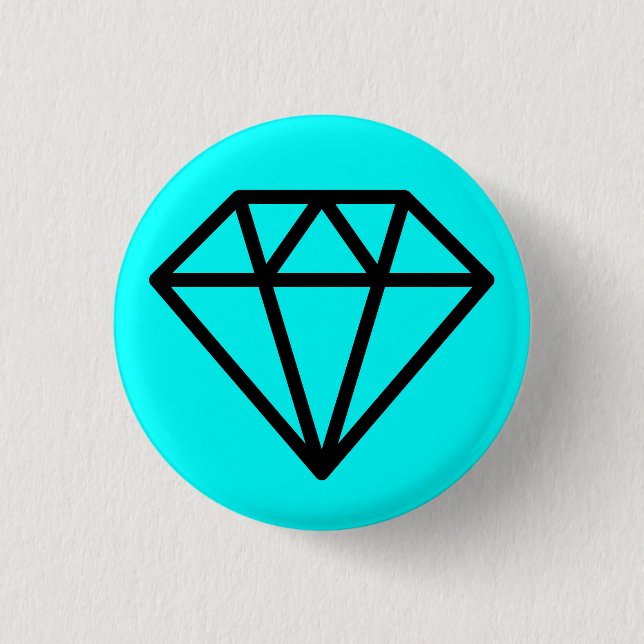 Simple Diamond - Black on Cyan Pinback Button (Front)