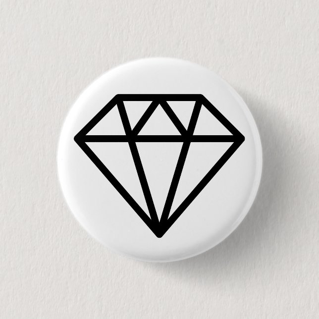 Simple Diamond - Black on White Pinback Button (Front)