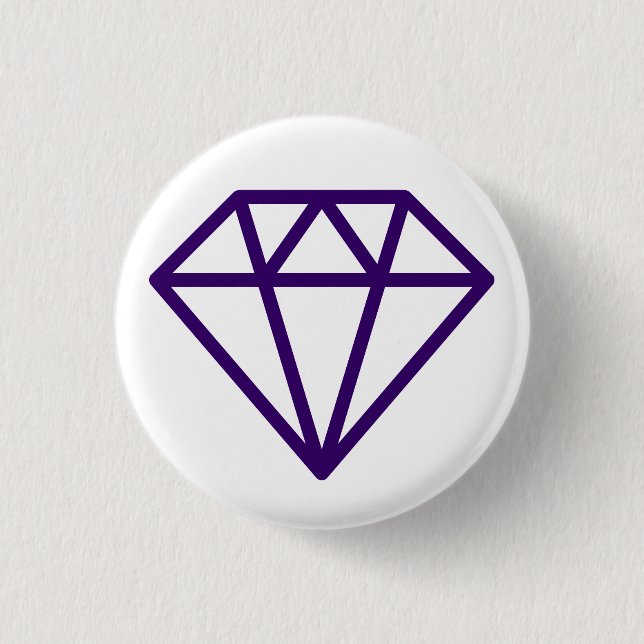 Simple Diamond - Deep Purple on White Pinback Button (Front)
