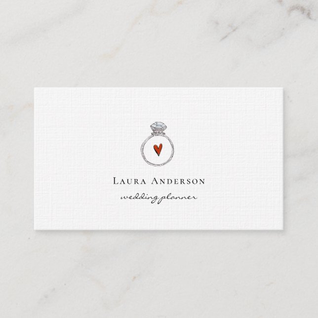 Simple Diamond Engagement ring Wedding Planner  Business Card (Front)