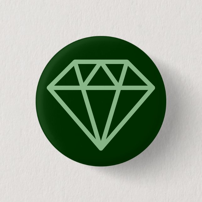 Simple Diamond - Faded Green on Dark Forest Green Button (Front)