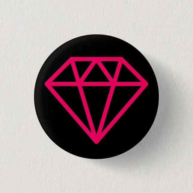 Simple Diamond - Neon Red on Black Pinback Button (Front)