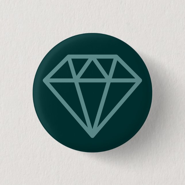 Simple Diamond - Ocean Green on Dk Moss Green Pinback Button (Front)
