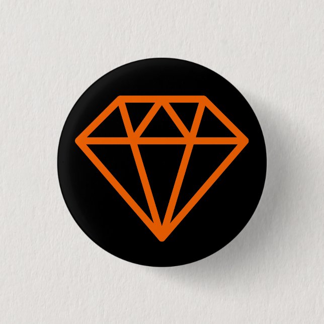 Simple Diamond - Orange on Black Pinback Button (Front)