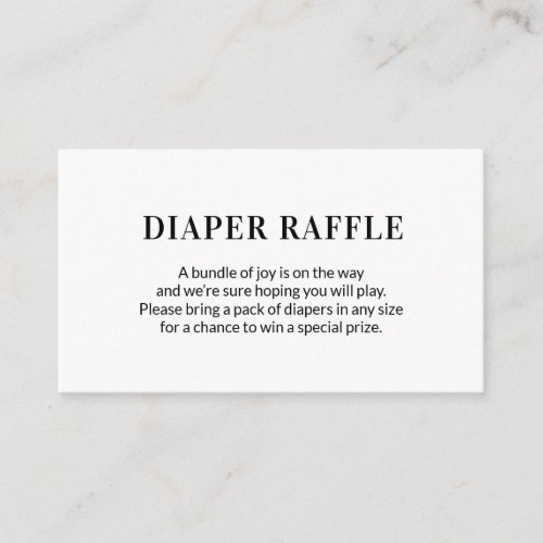  Simple Diaper Raffle Enclosure Card