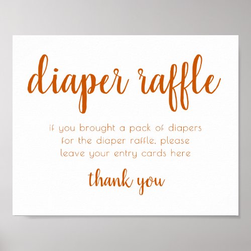 Simple Diaper Raffle  Fall Orange Baby Shower Poster