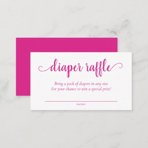 Simple Diaper Raffle  Hot Pink Baby Shower Enclosure Card