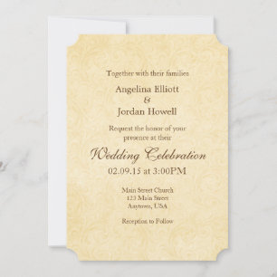 Simple Die Cut Vintage Antique Wedding Invitation