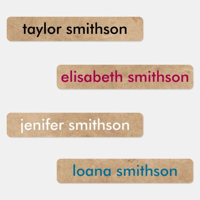 Simple Different Colors Basic Add Your Name School Labels (Group)