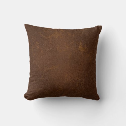 Simple Digital Rugged Brown Raw Leather Texture Throw Pillow