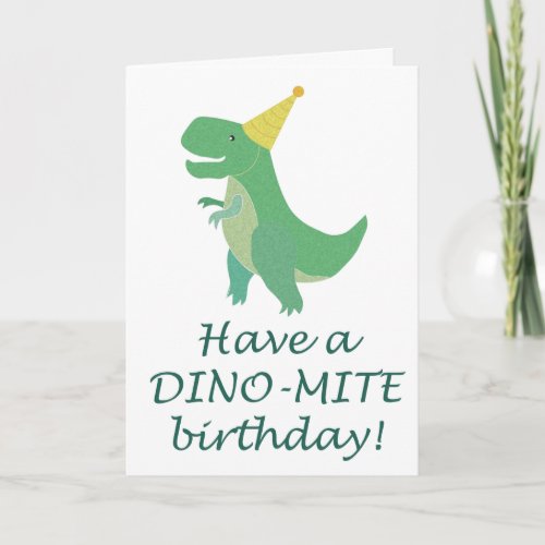 Simple Dino_Mite Dinosaur Birthday Hat T_Rex Card