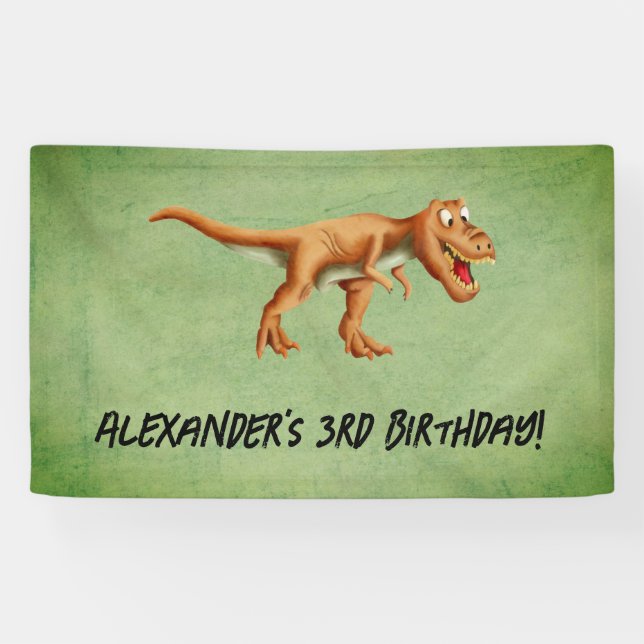 Simple Dinosaur Third Birthday Party Banner (Horizontal)