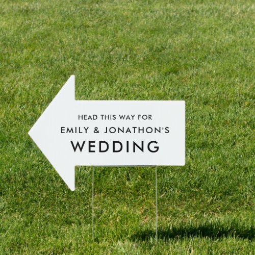 Simple Direction This Way To Wedding White Sign