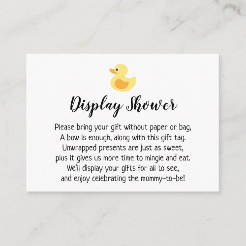 Simple Display Baby Shower Gift Card Rubber Duck Enclosure Card