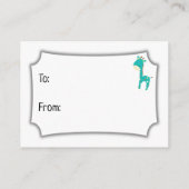 Simple Display Baby Shower Gift Card, Teal Giraffe Enclosure Card (Back)