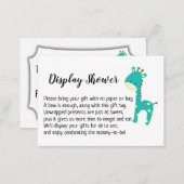 Simple Display Baby Shower Gift Card, Teal Giraffe Enclosure Card (Front/Back)